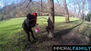 Katy rose’s easter basket overflows with cum as she’s double fucked