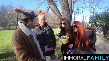 Katy rose’s easter basket overflows with cum as she’s double fucked