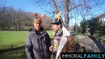 Katy rose’s easter basket overflows with cum as she’s double fucked