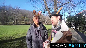 Katy rose’s easter basket overflows with cum as she’s double fucked