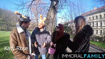 Katy rose’s easter basket overflows with cum as she’s double fucked