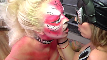 Intimate moment dressed as cats