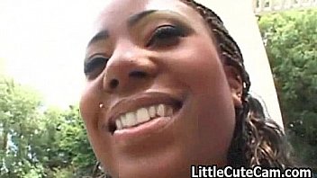 Busty Ebony Takes A Load On Her Tits thumbnail