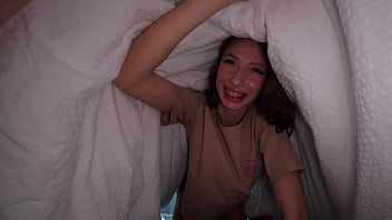 Morning surprise waking him up with kisses under the sheets