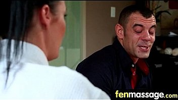 Deepthroat blowjob from big tits massage girl 8