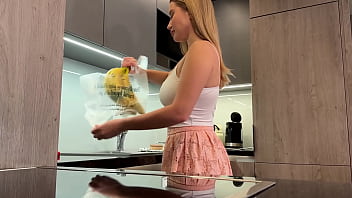 Big tits big ass beautiful and cute blonde in the kitchen in a short skirt shows her long legs and gets bored and ignored Big tits big ass beautiful and cute blonde in the kitchen in a short skirt shows her long legs and gets bored and ignored