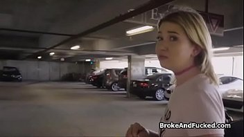 Broke Blonde Spreading Wide Between Trucks thumbnail
