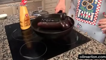 Nasty housekeeper working two dildos and a cock