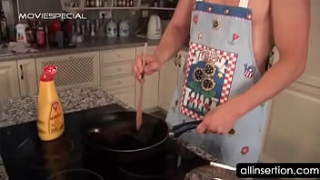 Nasty housekeeper working two dildos and a cock