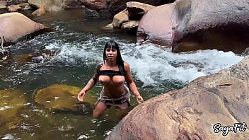 My stepbrother takes me to the river and i fuck him in public with my big ass sayafit