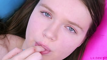 Pretty teen model naked close up