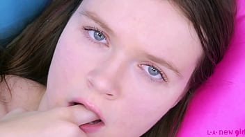 Pretty teen model naked close up