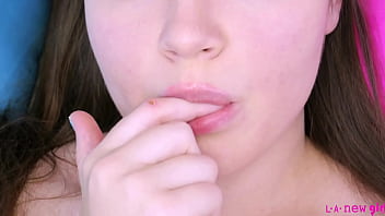 Pretty teen model naked close up