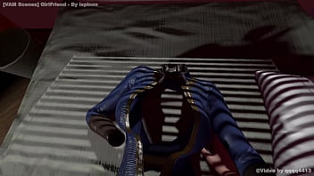 我的隐形人女友在辐射3游戏中穿着蓝色的制服在床上做爱