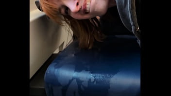 Pixie pink public pissing and squirting in a busy train during the day