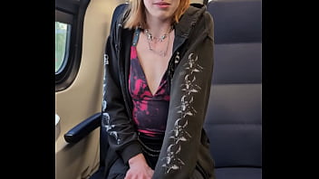 Pixie pink public pissing and squirting in a busy train during the day