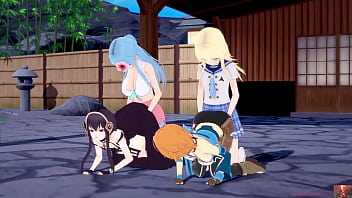 Futurari aqua ateno fucks yor forger in a foursome orgy using a vibrater in koikatsu charastudio 19 year old cosplayers