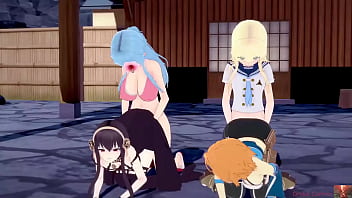 Futurari aqua ateno fucks yor forger in a foursome orgy using a vibrater in koikatsu charastudio 19 year old cosplayers