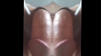 Borrow Pink Striped Thong To Wear Askew Exposing Ass Hole Bend Over Against Wall Mirror To Double Penetratefuck Myself Anally With 2 Big Phalluses thumbnail