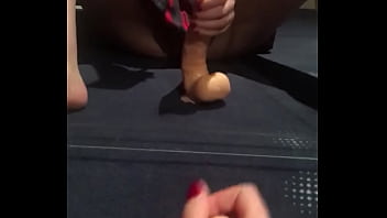 Ex girlfriend plays with dildo for me