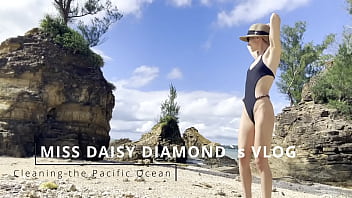 Sfw cleaning natural beach at pacific ocean