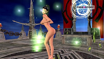 An animated 3d porn video of a beautiful girl giving several sexy poses then masturbating using corn