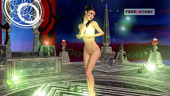 An animated 3d porn video of a beautiful girl giving several sexy poses then masturbating using corn