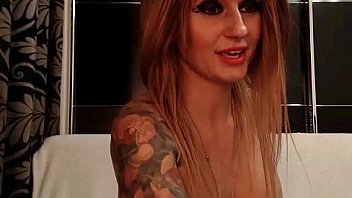 Inked blonde live on webcam