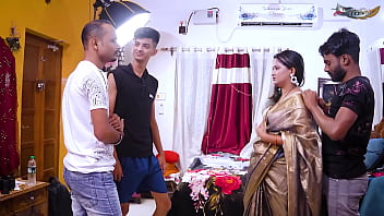 Desi Honry Bhabhi Hardcore Fuck With Her Three Debor When She Was Alone At Home Full Movie Foursome thumbnail