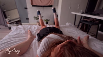 A curly haired model in sneakers gets a sweet creampie fetish shoes sneakers feet