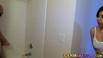 Kinky clothed babe tugs