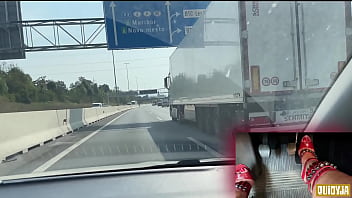 Red high heels driving