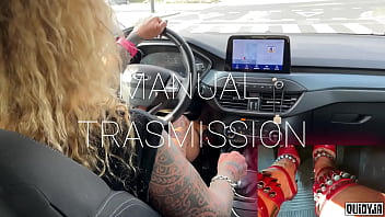 Red high heels driving