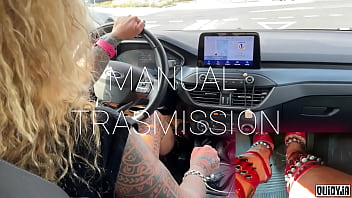 Red high heels driving