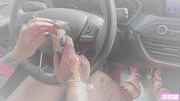 Red high heels driving