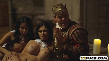 Two sexy women likes nasty threesome action outdoors