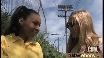 First time ebony with a group of white dicks 5