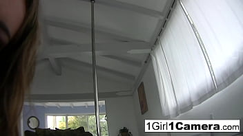 Big boobed babe fucks herself