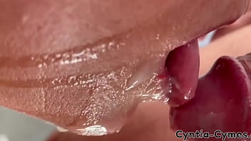 Blow job when he watches my porn on laptop with a lot cum in my mouth