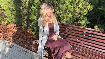 Saw a blonde masturbating in the park gave it to her mouth and fucked in public