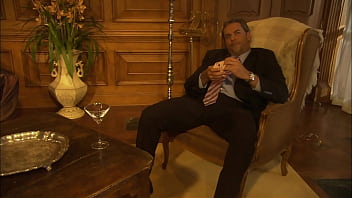 She rolls over and spreads her legs as wide as they'll go before he pulls out and blasts a