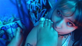 Lesbian foot & strap on play