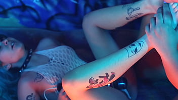 Lesbian foot & strap on play