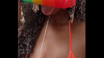 Wet Lips Licking A Thick Dildo thumbnail