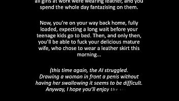 Busty Mature Milf In A Short Leather Skirt Has Her Husband Jerking And Cumming On Her In The Bathroom Ai Illustrated Leather Porn Dream thumbnail