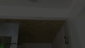 Aspiring teen model enjoys a sensual bath