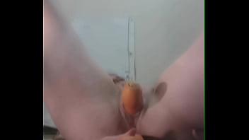 Fucking my pussy and ass with carrots dp