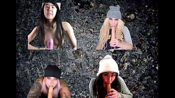 4 grunge chicks suck cocks together