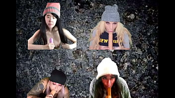 4 grunge chicks suck cocks together