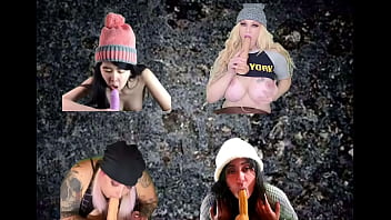 4 grunge chicks suck cocks together